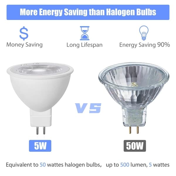 MR16 LED-lamper varmhvit 3000K, MR16 GU5.3 LED 5W, 5-pakning