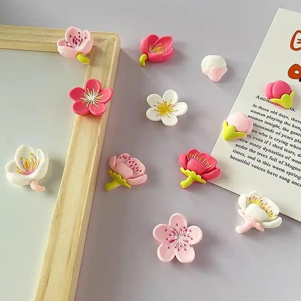 12 stk. Kjøleskapsmagneter Rosa Blomst Resin Dekorativ Whiteboard Magnet
