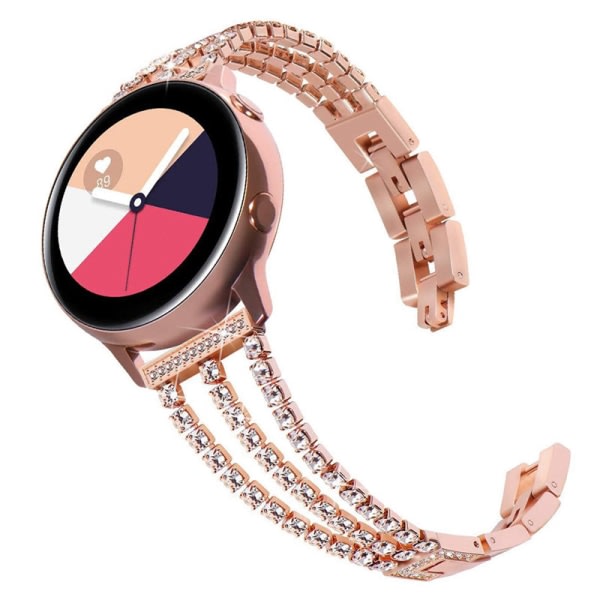 Yhteensopiva Samsung Galaxy Watch Band Kolme timanttiketjua Ruusukulta 20mm