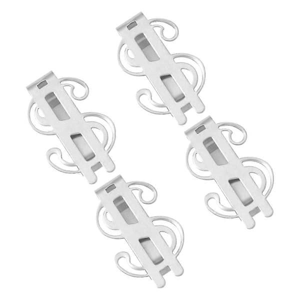 Pengeclips til kontanter og kort, slankt design, til kontor og fritid, 4 stk.