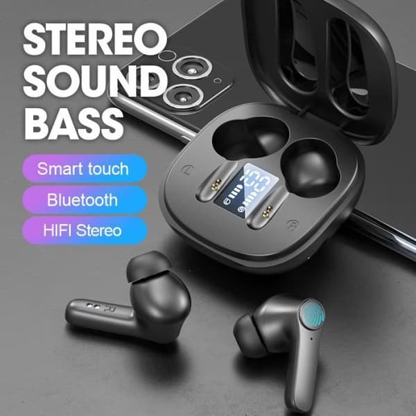 Trådløse Bluetooth 5.0 TWS-ørepropper, svarte, med berøringskontroll, IPX6-vanntette
