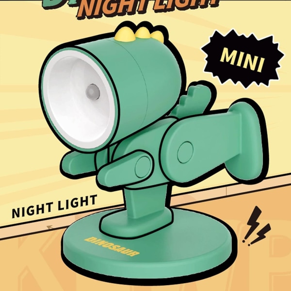 Unik Dinosaur Bordlampe | LED-lampe til soveværelse | Sød lampe til studerendes øjenbeskyttelse, justerbar bordlampe til boligindretning Green