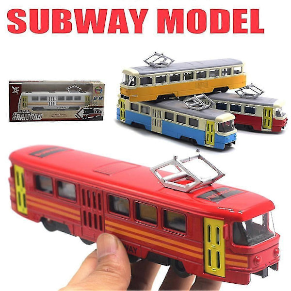 Klassinen raitiovaunu Diecast vedettävä malli LED-musiikilla kehittävä lasten lelu White