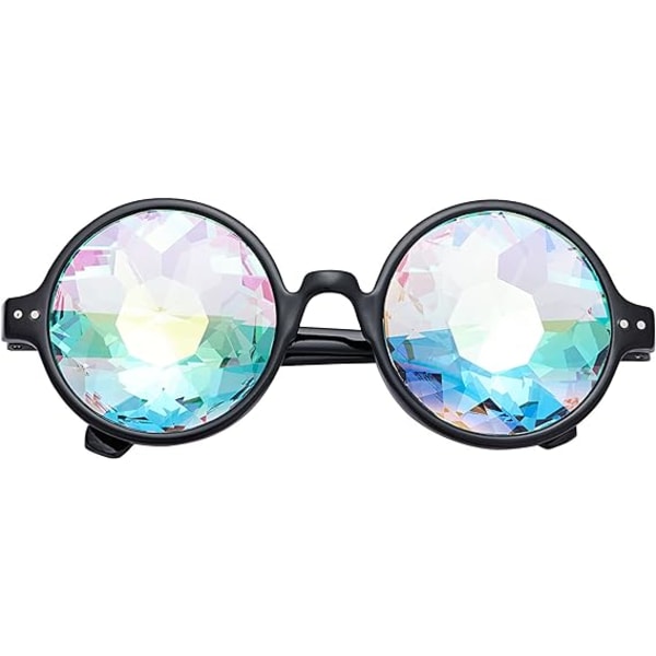 Kalejdoskopbriller for  Rainbow Prism Diffraction Crystal Lenses(Svart ramme)