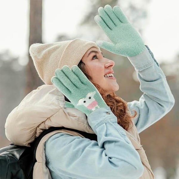 Kvinnor vinter pekskärm stickade thermal handskar