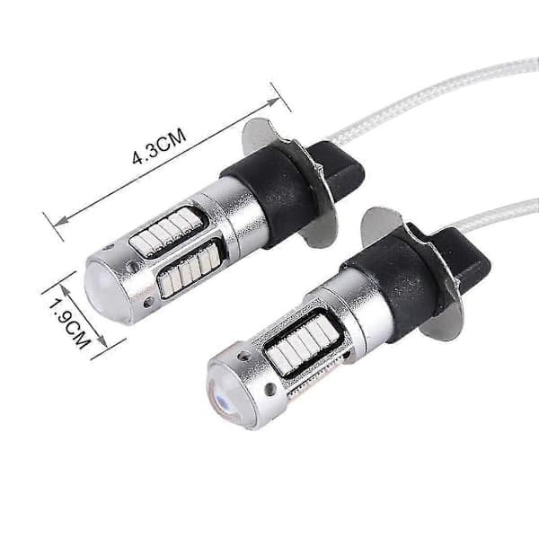 2 stk H3 10W 30 SMD-4014 LED tåkelys for bil, DC 12V blått lys Blue Light