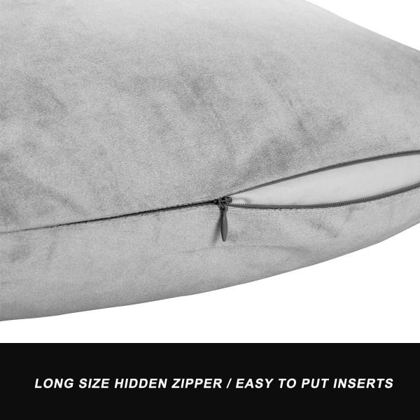 Sammetskuddfodral 18 x 18 tum Dekorativa örngott 45 x 45 cm för soffa sovrum vardagsrum 2-pack Grey 18x18 Inches