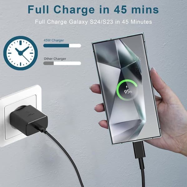Lader - 1001 BATTERIES - 45W - USB-C - 2m kabel - 480 Mbps overføring