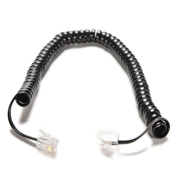 2 stk. 2 meter sort telefonrør Telefonforlængerledning Krøllet C sort 2 stk. 2pcs