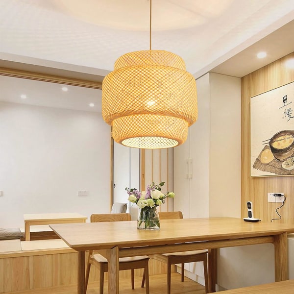 Pendel loft Retro hængende cafe lys loft japansk stil håndvævet bambus  vævet lampe 891a | Fyndiq