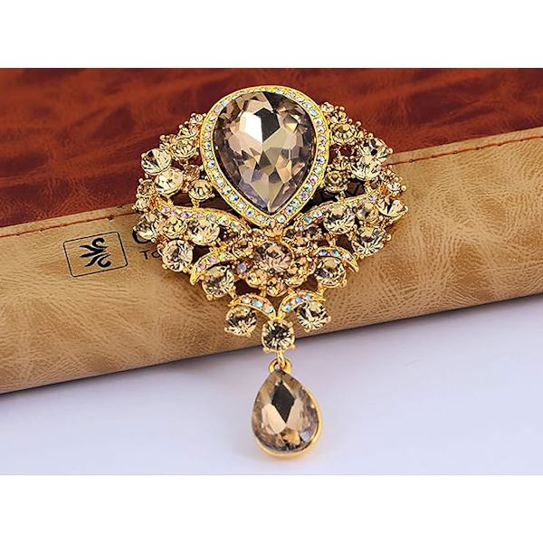 Rhinestone blomma broscher för kvinnor damer bröllop glänsande teardrop brosch stift hänge smycken