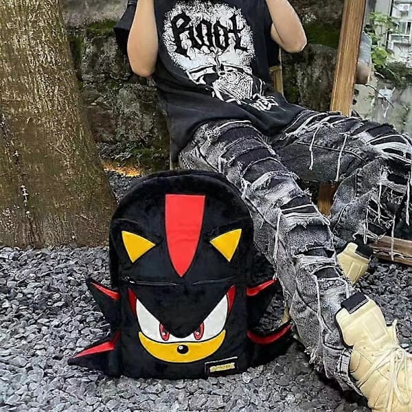 Sonic Ryggsäck Shadow The Hedgehog 3D Plysch Ryggsäck Barn Studentväska