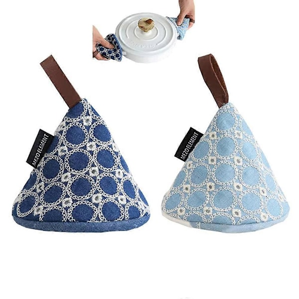 Grytlappar för kök, Mini Grytlappar, Små Ugnsvantar, Mini Ugnsvante, för Matlagning och Bakning (Ljusblå, Mörkblå)