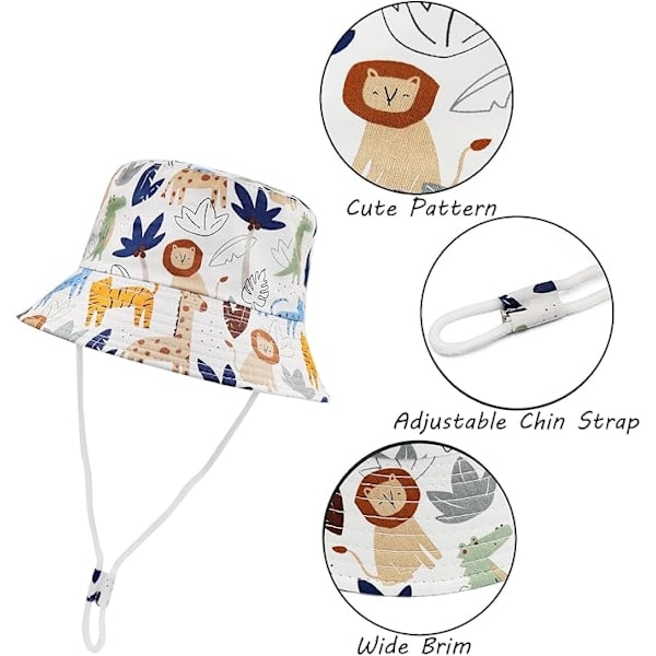 Sommar solhatt, strandhatt i ren bomull, unisex tecknad djur frukt tiger giraff lejon tiger giraffe lion