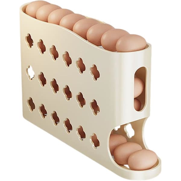 Eggoppbevaringsboks med skyvefunksjon, eggholder, automatisk eggoppbevaring, 4-lags eggorganisator eggoppbevaringsbeholder