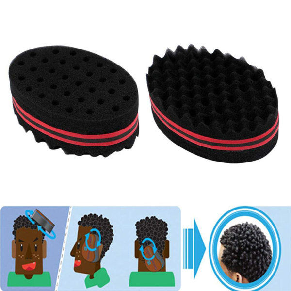 2 stk. Hår Svamp Til Krøller Mænd Kvinder Børn Frisør Hårbørste Svamp Dreads Låsning Twist Afro Curl Coil Wave Hårpleje Værktøj