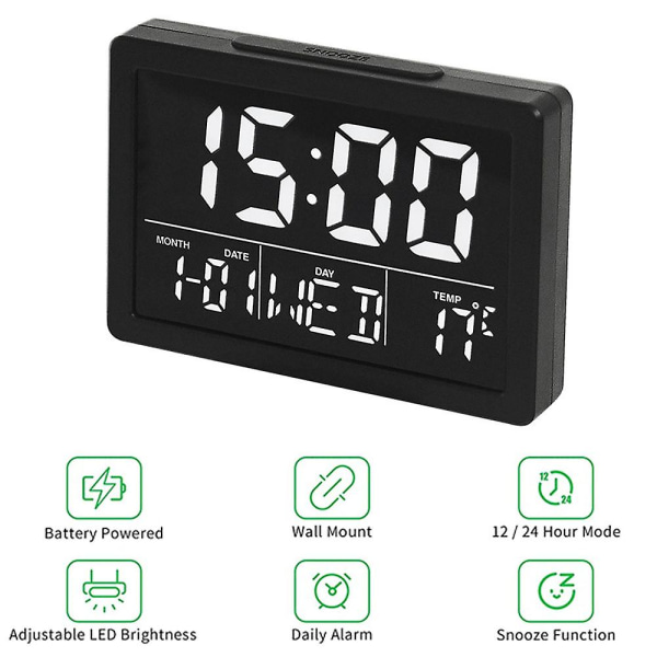 Suuri näyttö Yksinkertainen LED-kello sängyn vieressä oleva herätyskello Käytännöllinen monitoiminen elektroninen kello, tyyli1 style2