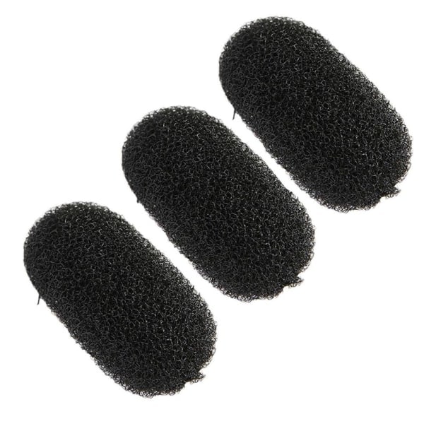 3 stk. Hårnål for å løfte håret, Puffy Hair Pad SVART Svart Black