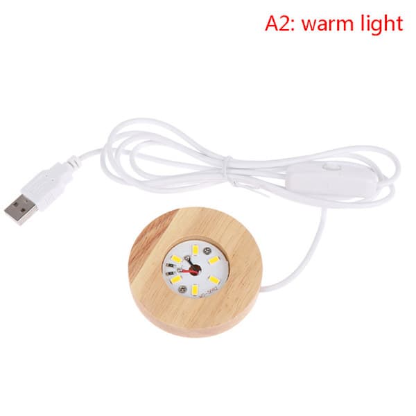 LED Ljusdisplay Bas Kristallglas Harts Konst Ornament Trä varmt ljus A2 warm light A2