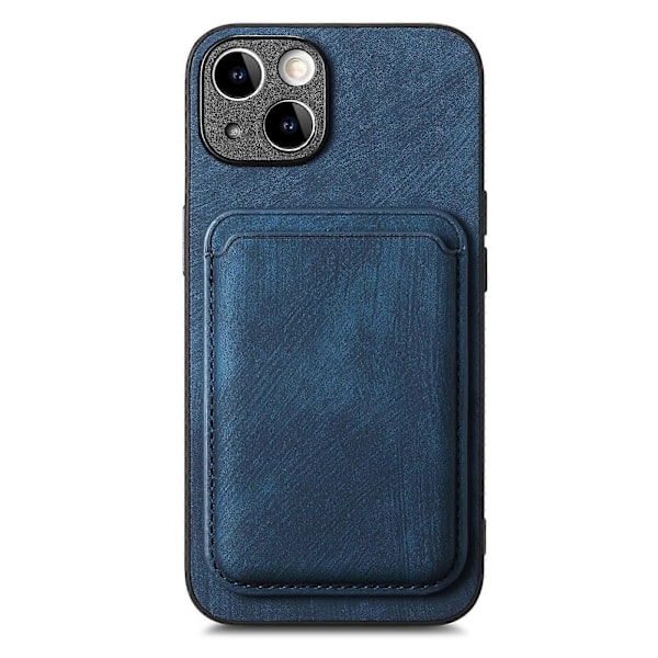 Retro Läder Kortficka Magnetiskt Mobilskal för iPhone 14 Blue