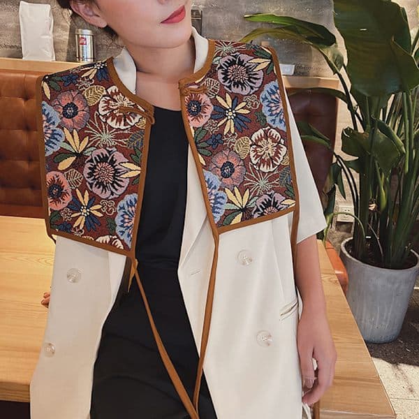 Kvinner Brodert Skjerf Sjal Wrap Blomstrete Skjorte Krage N3 one size N3