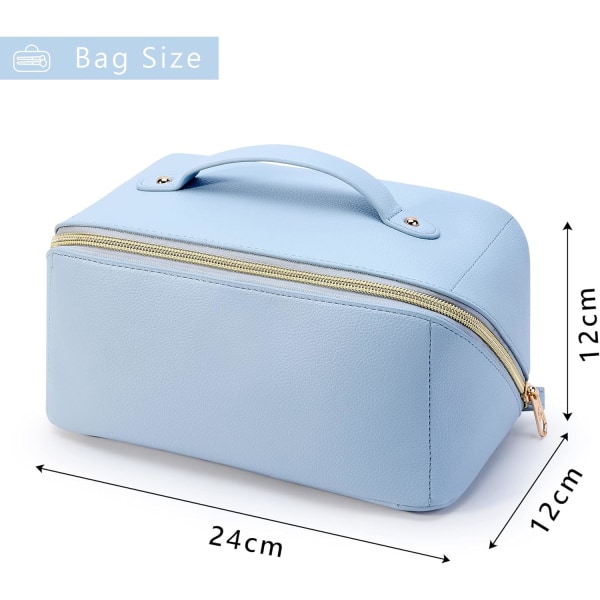 Kosmetisk taske med stor kapacitet til damer, penalhus, make-up taske, penalhus, kosmetisk rejsetaske BLUE