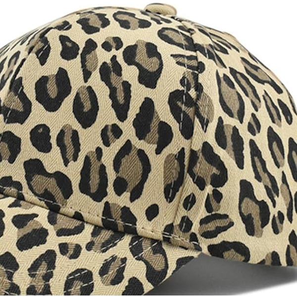 Leopardmönstrad keps i bomull med visir, unisex, baseboll, solskydd, justerbar omkrets, anti-uv, kupol, vandring, resor Khaki