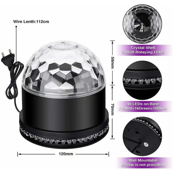 Led Disco Ball 51leds 12w 7 Farger Disco Lampe Festlys RGB Lyseffekt Scenebelysning Festlysdekorasjon [Energiklasse A]