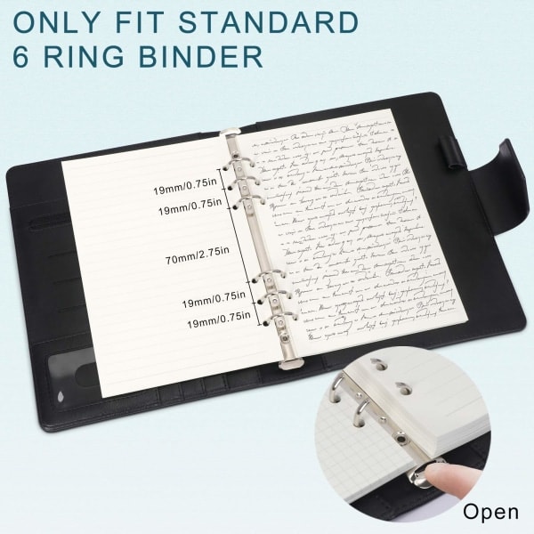A5 Påfyllningspapper 3-pack 100GSM Tjockt Påfyllningsbart Papper 6 Hål 135 Ark (270 Sidor) för 6 Ringpärm Journal Notebook Linjerat Papper