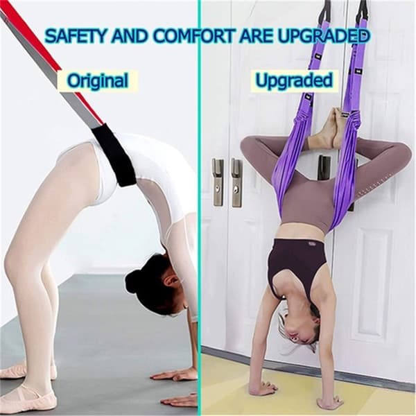 Justerbart yogaband för stretching av ben, midja och rygg, samt för användning i hemmagymmet