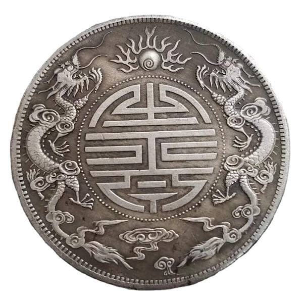 2 STK Antikk Feng Shui Doble Drager Perle Lykkemynter Samleobjekt 2 STK
