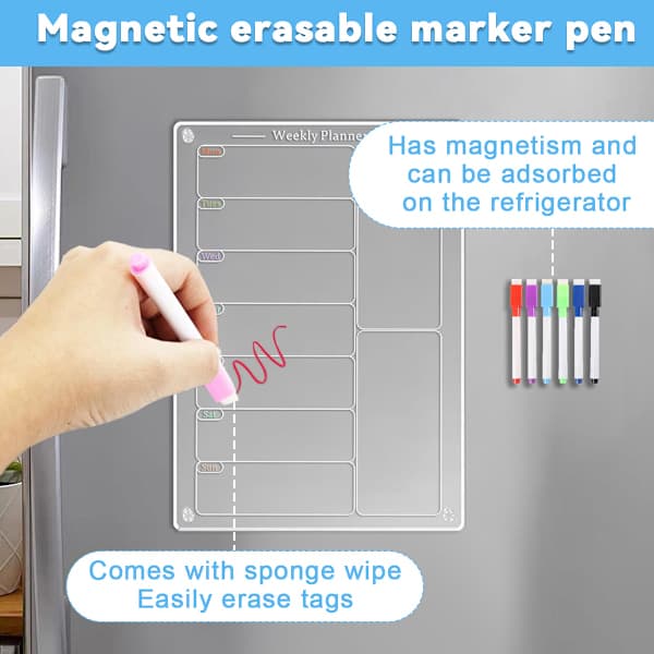 Magnetisk ugeplanlægger til køleskab, whiteboard akrylkalender [JUN]