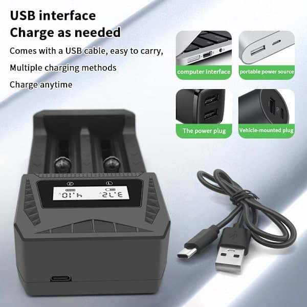 USB-lader Intelligent LCD Batteri USB-lader - 1/2/4 spor for 186 A1 A1