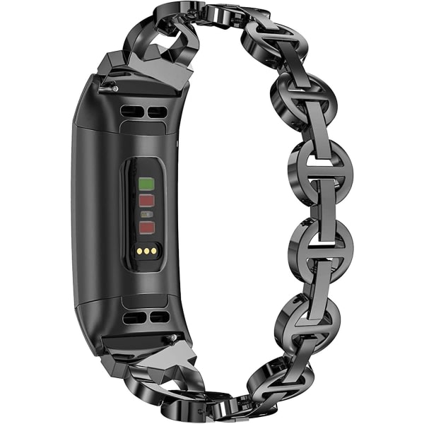 Kompatibel med Fitbit Charge 4 Band/Charge 3 Band för kvinnor, Premium Metal Band Bling Armband Armband Söt Tillbehör Ersättningsband för