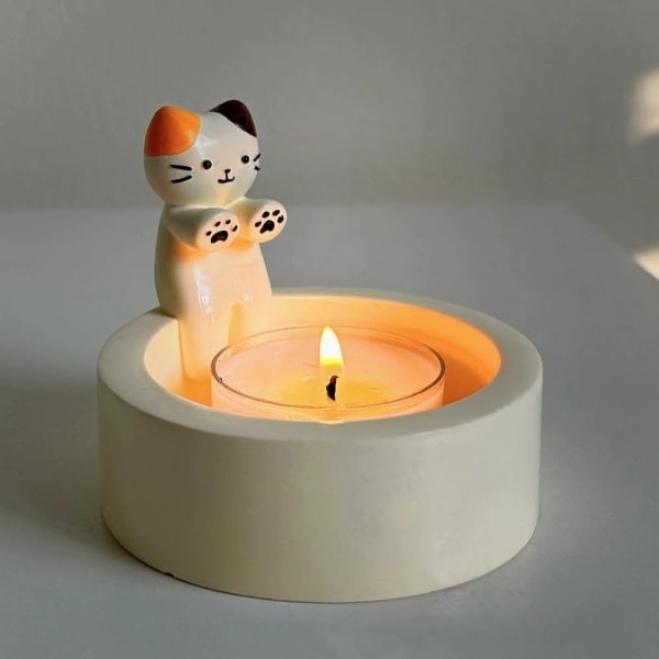 Cute Cat Candle Holder | Kitten Tealight Holder | Warming Paws Cat Tealight Holder Ornament- Candle not included