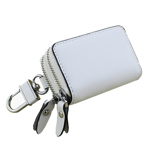Nahkainen auton avaimenperä kolikkolaatikko metallikoukku ja avainrengas lompakko vetoketjullinen tasku auton avaimenperä auton avaimettomaan sisäänkäyntiin white