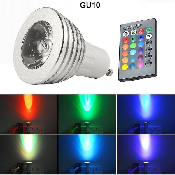 Gu10 3w 16 Color Led Rgb Magic Spot lamppu lamppu langaton kaukosäädin