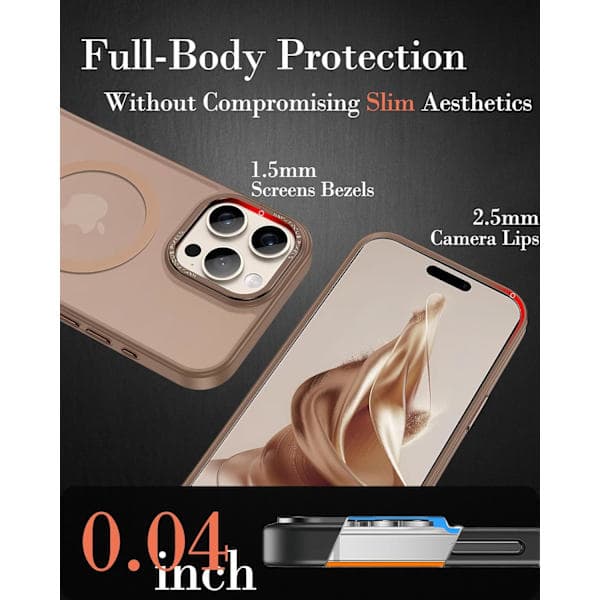 iPhone 16 Pro Max Deksel (6.9\"), Flyaluminium Linsebeskyttelse, Militær Fallbeskyttelse, Slank Matt (Gull) Guld iPhone 16 Pro Max Case (6.9")