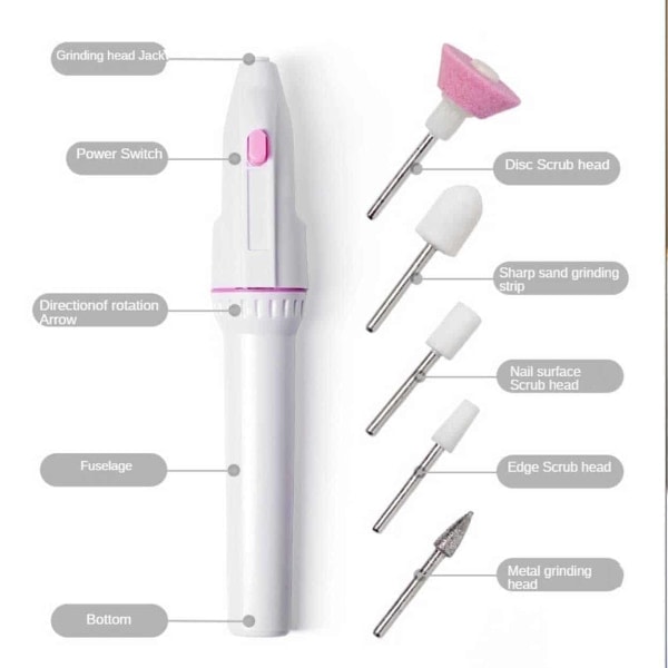 Elektrisk nagelfil med 5 bits vit