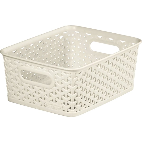 Small Rectangular Storage Basket, Vintage White