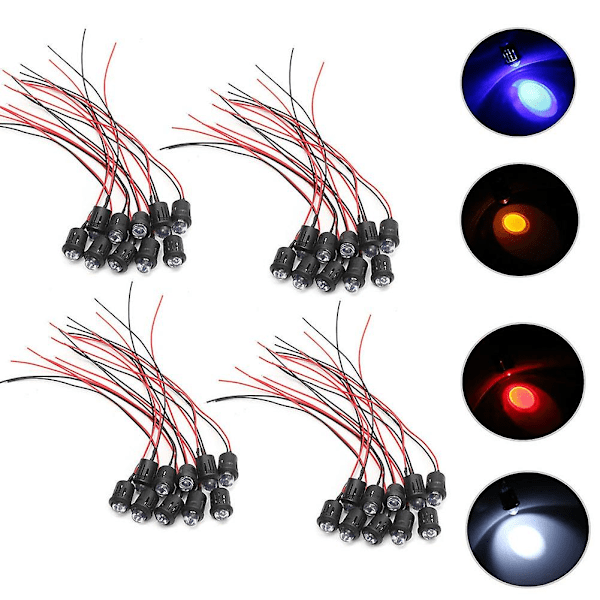 10 kpl/setti 12 V 10 mm esijohdotettu vakio LED erittäin kirkas kirkas vesilinssi polttimon kaapeli 20 cm esijohdotettu LED Blue