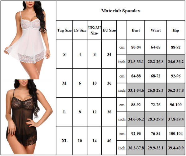 Sexy undertøy for kvinner Undertøy Blonder Idi Kjole Valentinsdag - Spot Salg Hvit Hvit M White M