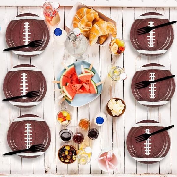 Rugby-papperstallrikar, engångstallrikar, 24-pack runda desserttallrikar för grillfest, bröllop, födelsedag, babyshower