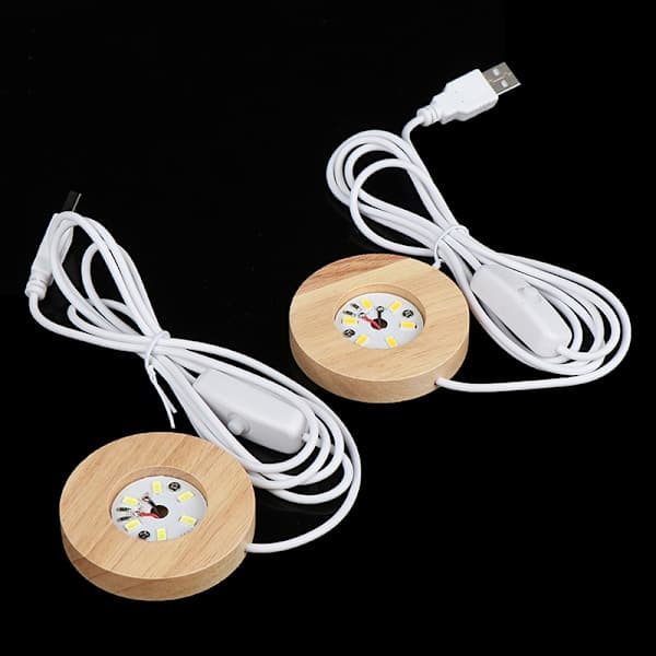 LED Lys Display Base Krystallglass Resin Kunst Ornament Tre hvitt lys A1 white light A1
