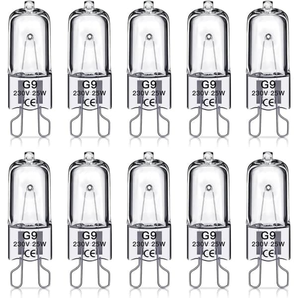G9 halogenpærer, 230V, 10-pak 25W 25W 25W