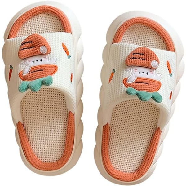 Myke bomullsslippers for kvinner Tegneserie Tykk såle Frosk trykk Sliders Vinter Dyreslippers Hjem Lin Slides