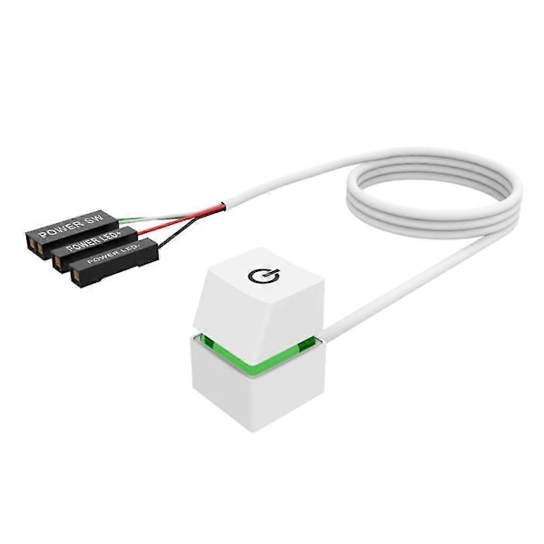 4m Extern PC-strömbrytare Dator Motherboard På/Av Strömbrytare White Green light