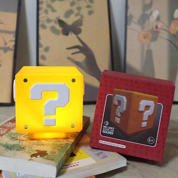 Super Mario LED Spørsmålstegn Murstein Nattlys USB Lading De Gul one size