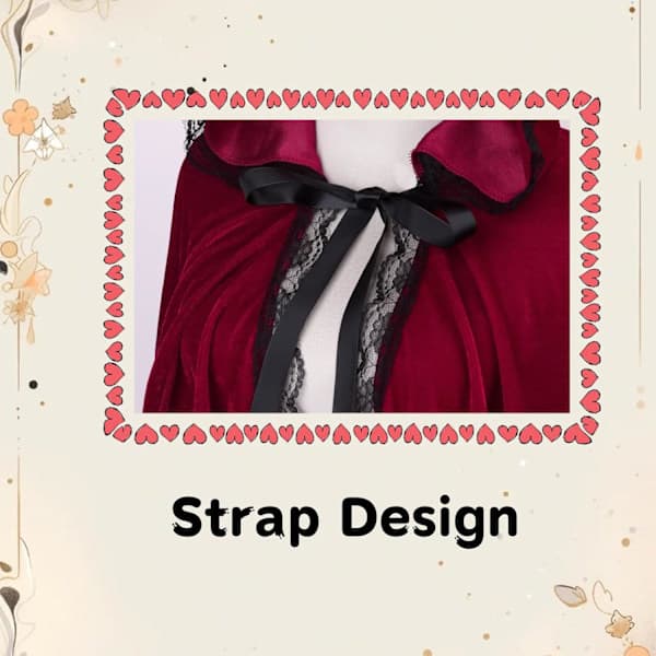 Rød fløjl Rødhætte kappe til Halloween & Cosplay [TOP1] Red+black edge 60CM