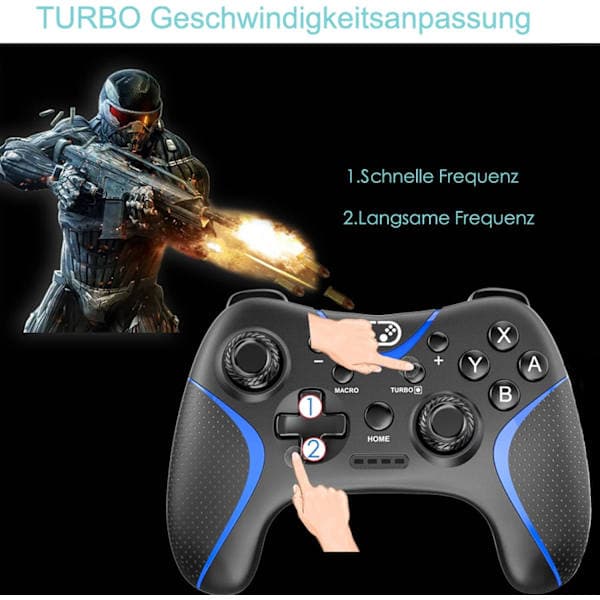 Switch-ohjain Bluetooth Switch Pro -ohjain Switch/Lite/OLED/PC Window -laitteille, PC-peliohjain ohjelmoitavilla painikkeilla, herätystoiminto musta Black